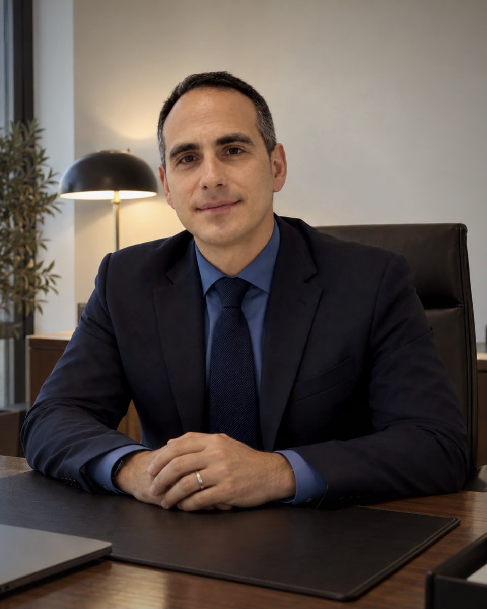 Antonio Villegas, abogado, sentado en su despacho